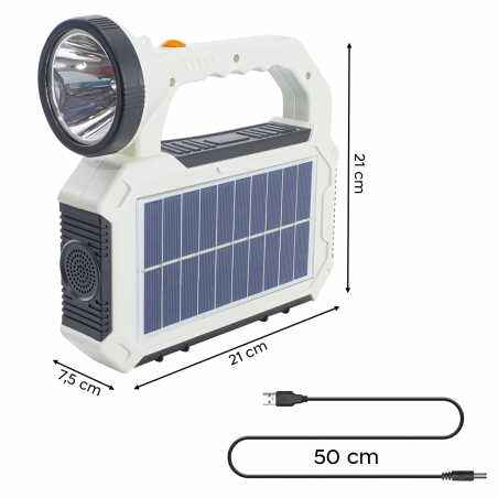 Lampe de secours portable à panneau solaire stroboscopique USB multifonction