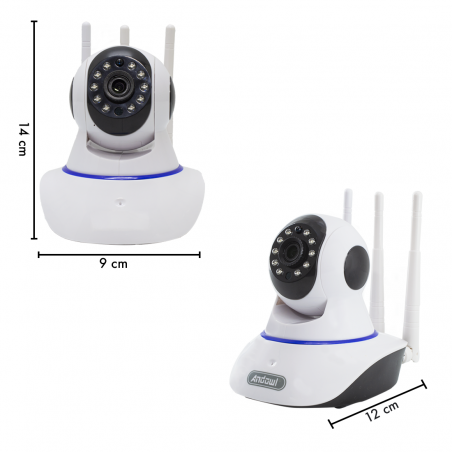 Caméra surveillance sans fil Wifi avec APP 1080P HD avec haut-parleur 3 antennes