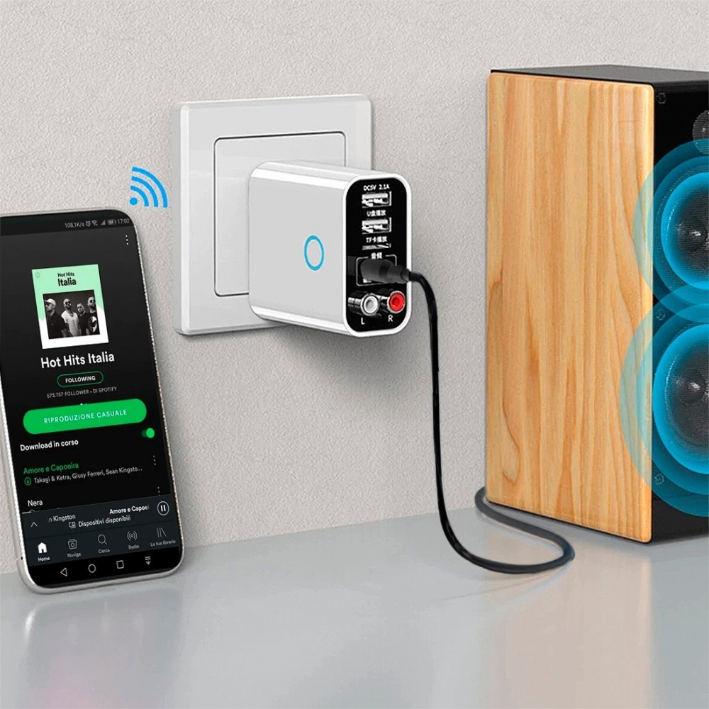 Adaptateur audio stéréo sans fil Bluetooth AUX...