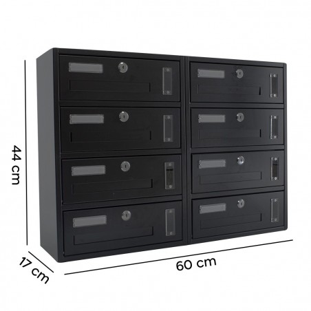Boîte aux lettres pour copropriété 8 plc Iron Grey Art. 783.D 42x18x62cm