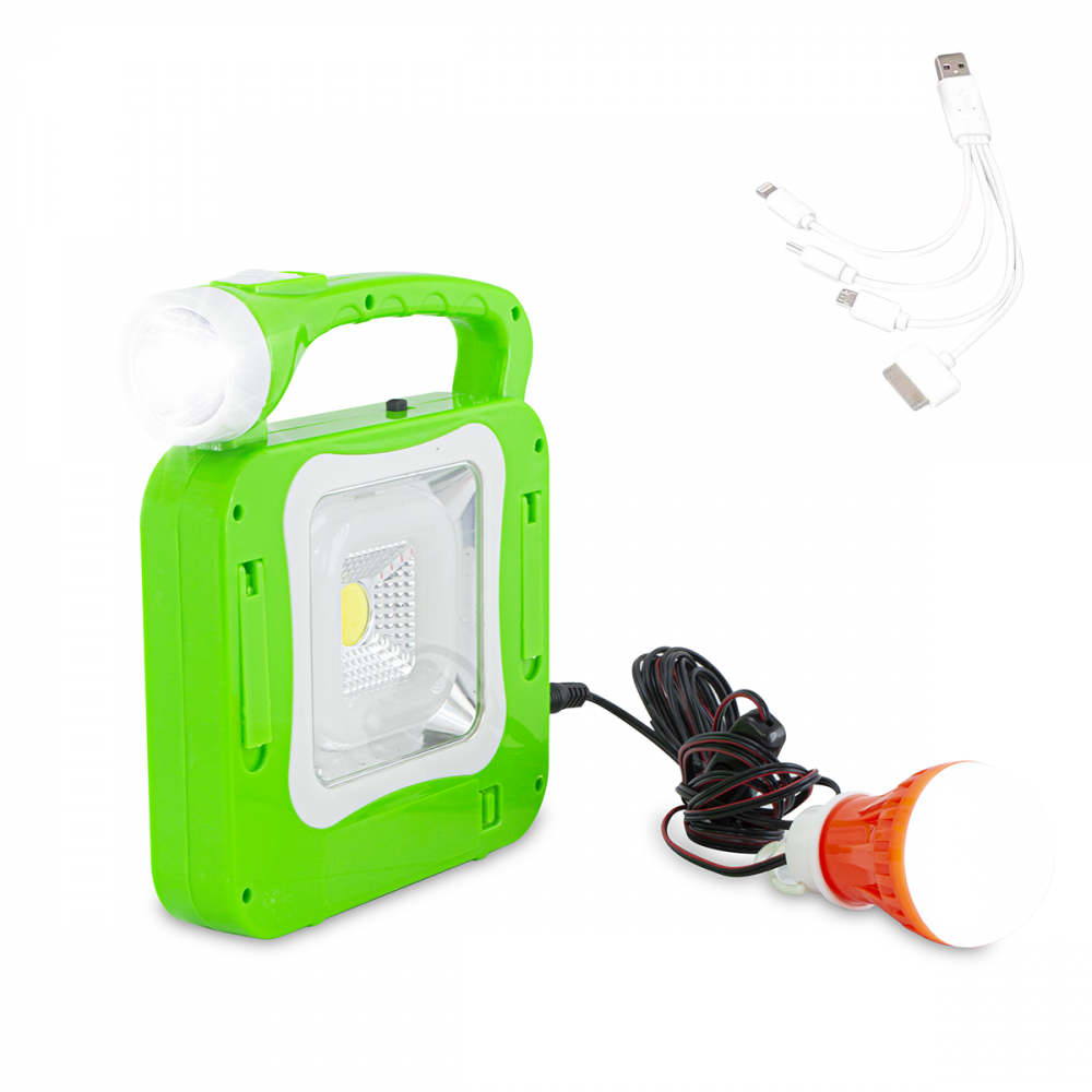 Lampe de secours portable avec panneau solaire et ampoule LED câble USB