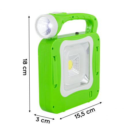 Lampe de secours portable avec panneau solaire et ampoule LED câble USB
