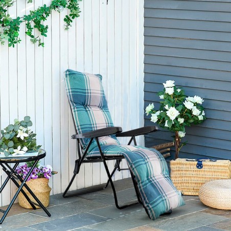 Chaise longue pliante ensoleillée avec dossier rembourré réglable repose-pieds