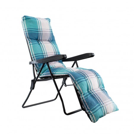 Chaise longue pliante ensoleillée avec dossier rembourré réglable repose-pieds