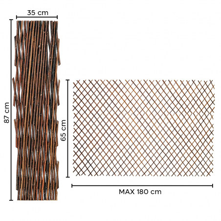 Clôture en bois extensible de 35 A 180 cm treillis décoratif pour plantes