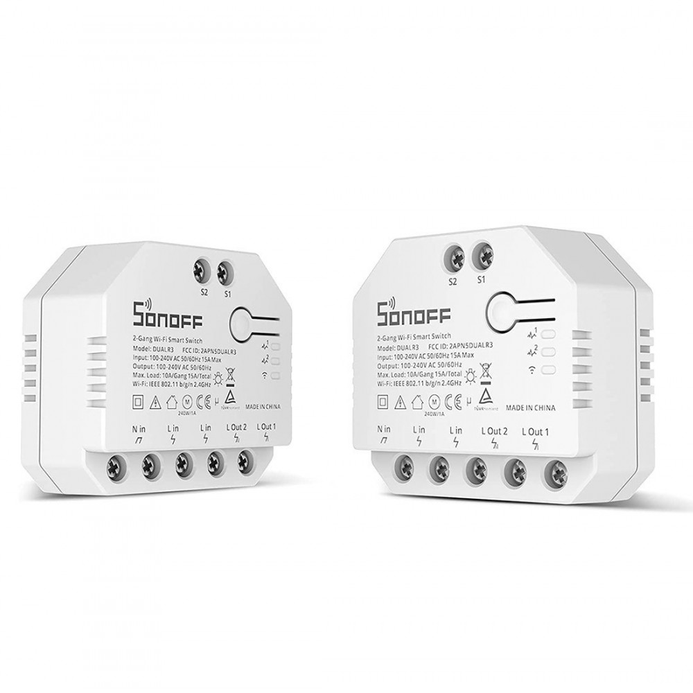 2pcs SONOFF DUAL MINI R3 2-Gang 2-Way Smart Light Switch
