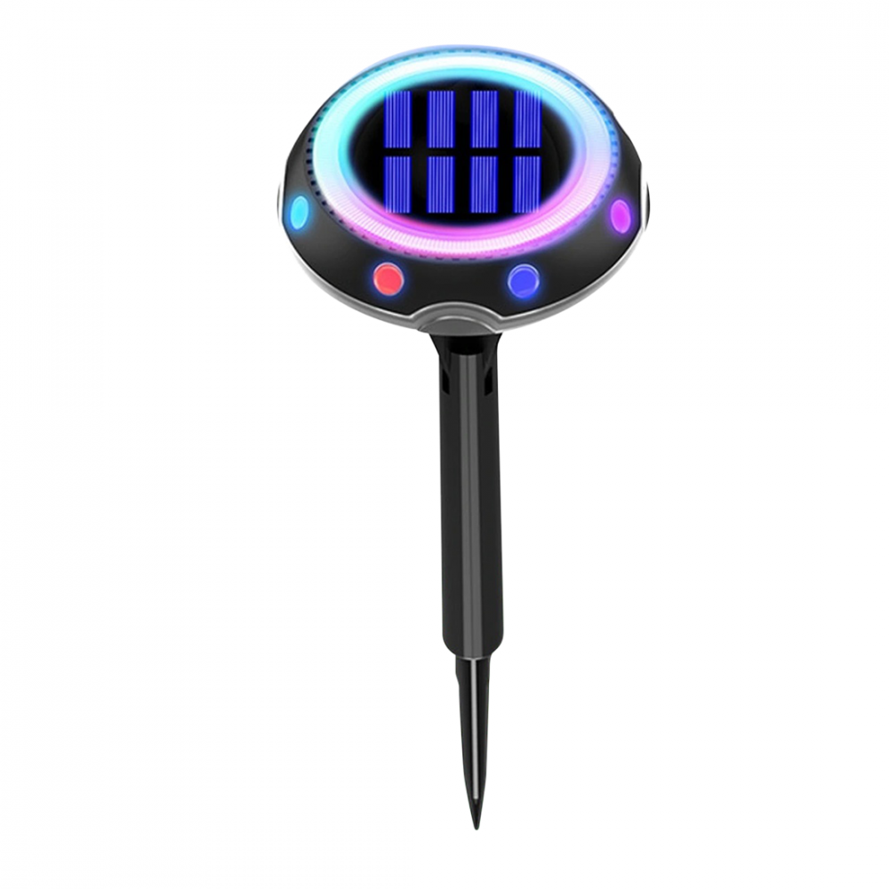 Capteur crépusculaire IP68 rond RGB LED projecteur solaire de jardin