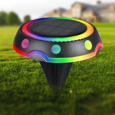 Capteur crépusculaire IP68 rond RGB LED projecteur solaire de jardin