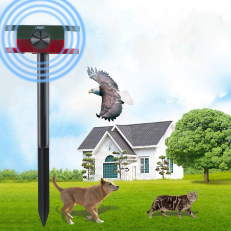 Capteur à ultrasons avec panneau solaire pour repousser l'alarme des animaux