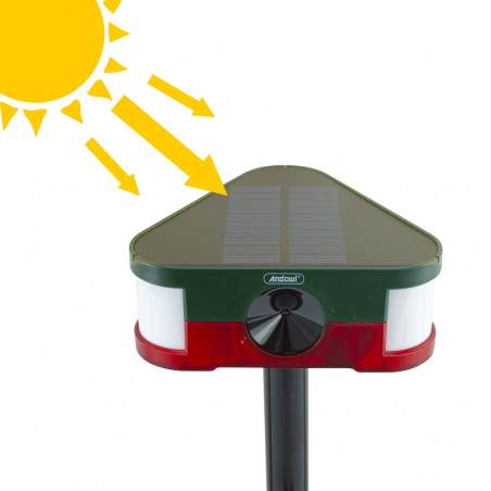 Capteur à ultrasons avec panneau solaire pour repousser l'alarme des animaux