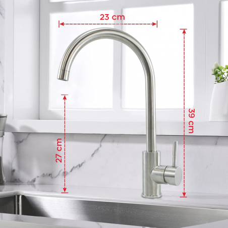 34439 Robinet de cuisine pour évier Grandville incurvé en acier inoxydable