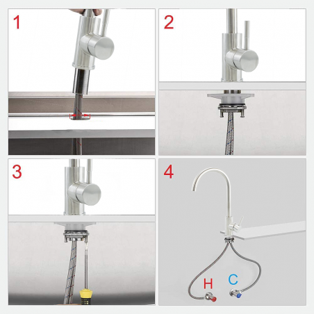 34439 Robinet de cuisine pour évier Grandville incurvé en acier inoxydable
