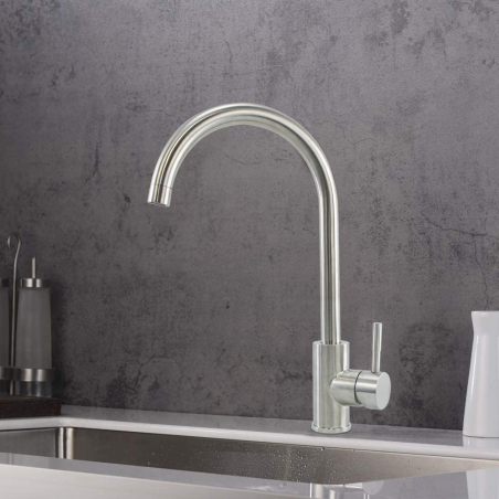 34439 Robinet de cuisine pour évier Grandville incurvé en acier inoxydable