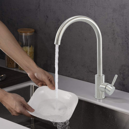 34439 Robinet de cuisine pour évier Grandville incurvé en acier inoxydable