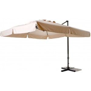 Parasol rectangulaire RIMINI 3x4m coloris écru avec mât...