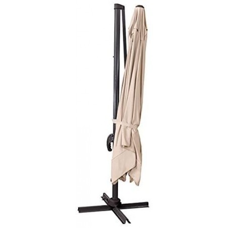 Parasol rectangulaire RIMINI 3x4m coloris écru avec mât rétractable décentralisé