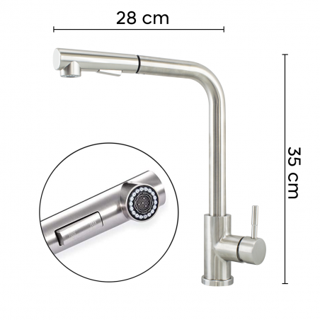Robinet de cuisine moderne à tirette Oshawa en acier inoxydable