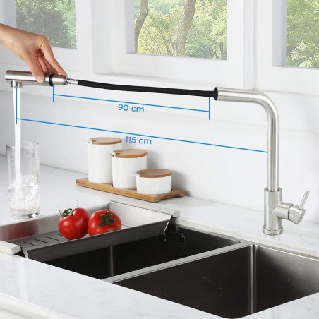 Robinet de cuisine moderne à tirette Oshawa en acier inoxydable