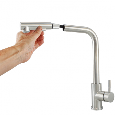 Robinet de cuisine moderne à tirette Oshawa en acier inoxydable