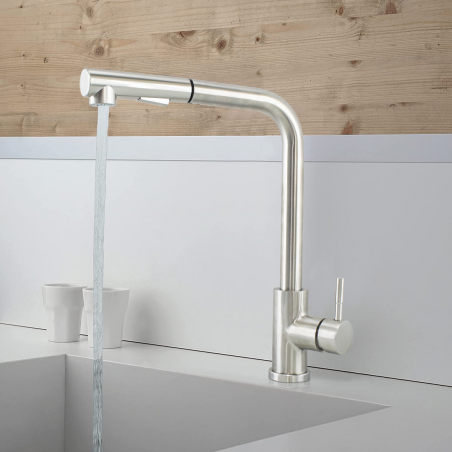 Robinet de cuisine moderne à tirette Oshawa en acier inoxydable