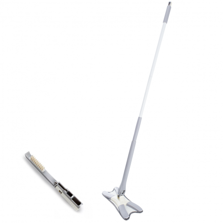 Mop microfibre pour laver le sol avec tête plate auto-serrante