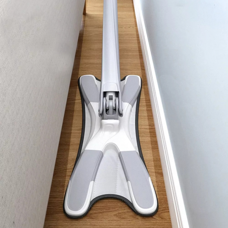 Mop microfibre pour laver le sol avec tête plate auto-serrante