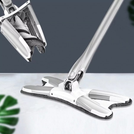 Mop microfibre pour laver le sol avec tête plate auto-serrante