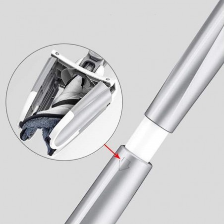 Mop microfibre pour laver le sol avec tête plate auto-serrante