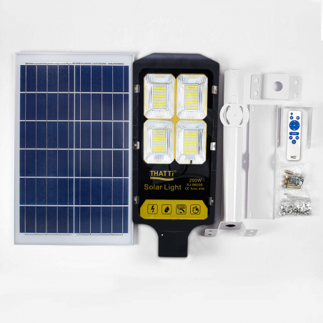 Panneau Solaire LED Réverbère 200W 360 Télécommande Lampe LED