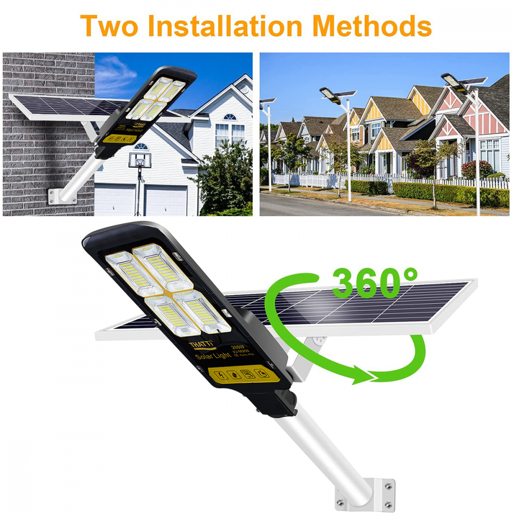 Panneau Solaire LED Réverbère 200W 360...