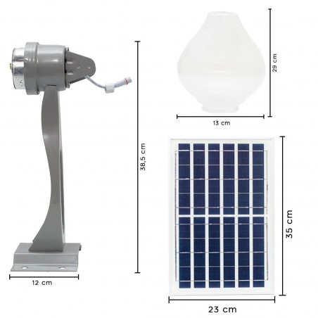 Lampe LED jardin et terrasse avec panneau commande à distance et protection IP65