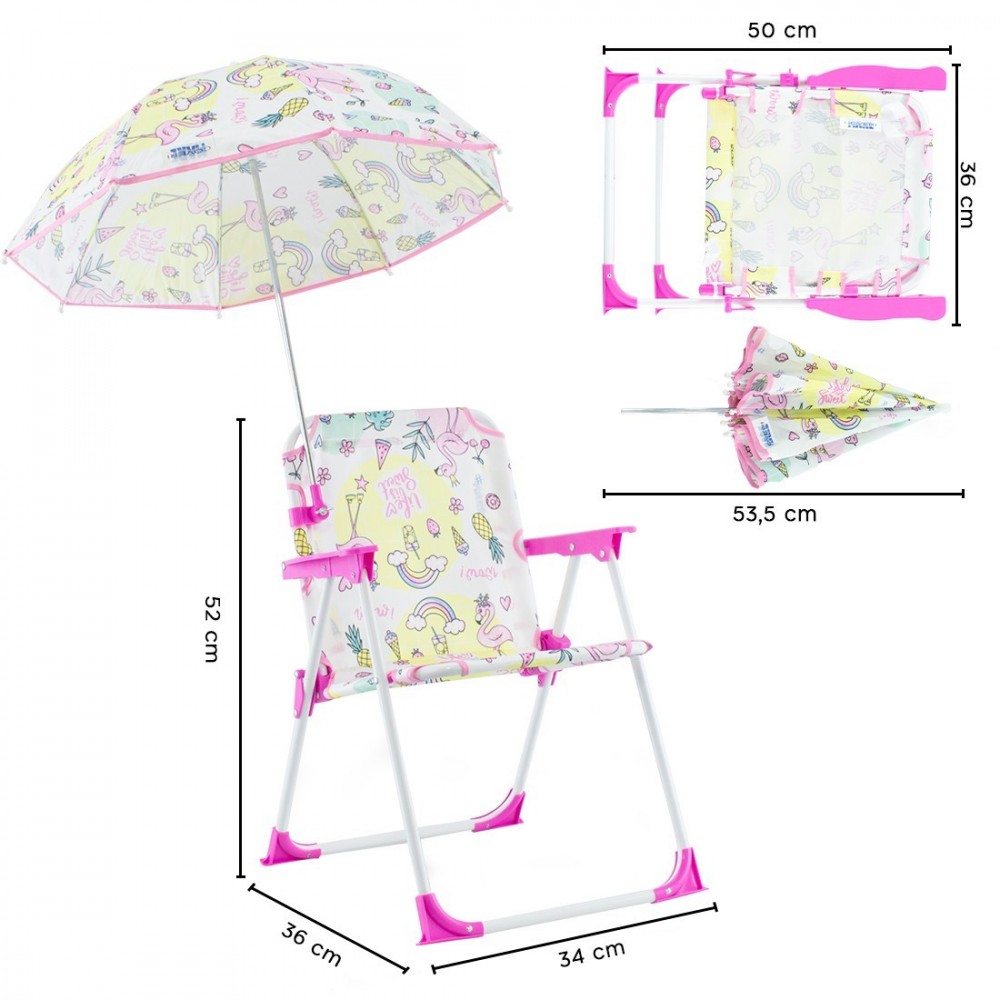 Chaise pliante pour enfants avec parapluie...