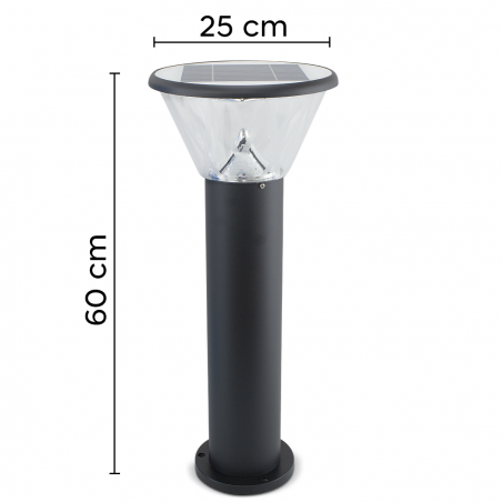 Lampadaire extérieur LED avec panneau solaire 25x60cm 3 mod d'éclairage