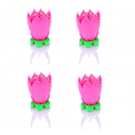54544 Bougie musicale 4 pz en forme fleur avec effets sonores et rotatif ROSE