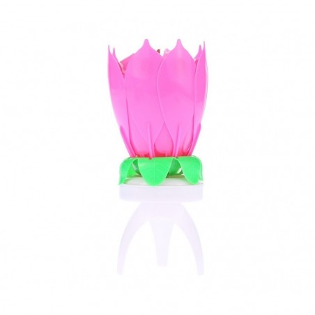 54544 Bougie musicale 4 pz en forme fleur avec effets sonores et rotatif ROSE