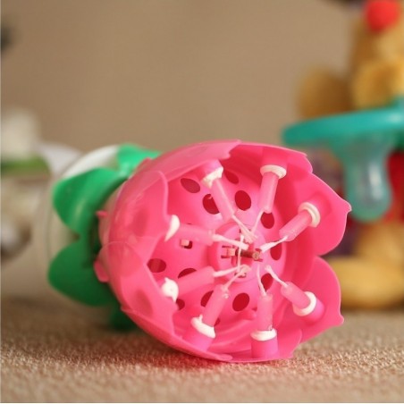 54544 Bougie musicale 2 pz en forme fleur avec effets sonores et rotatif ROSE