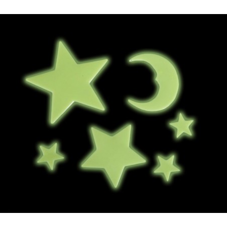 Pack de 24 pièces - étoiles, planètes et lune - adhésifs fluorescent - Decoration- 