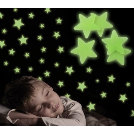Pack de 24 pièces - étoiles, planètes et lune - adhésifs fluorescent - Decoration- 