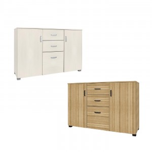 Buffet en bois avec 2 portes et 3 tiroirs 120x40x82cm...