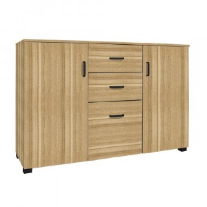 Buffet en bois avec 2 portes et 3 tiroirs 120x40x82cm... 2