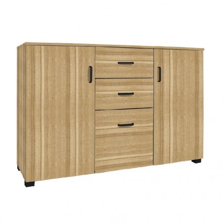 Buffet en bois avec 2 portes et 3 tiroirs 120x40x82cm pour salon et cuisine