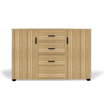 Buffet en bois avec 2 portes et 3 tiroirs 120x40x82cm pour salon et cuisine