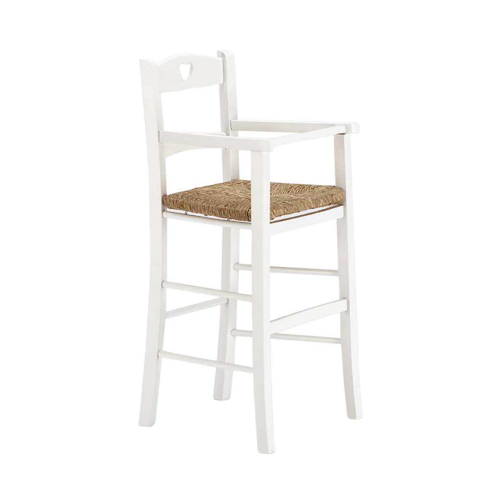 Tabouret chaise haute pour enfants bois blanc 36x36x85cm Chaise bébé rustique