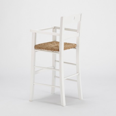 Tabouret chaise haute pour enfants bois blanc 36x36x85cm Chaise bébé rustique