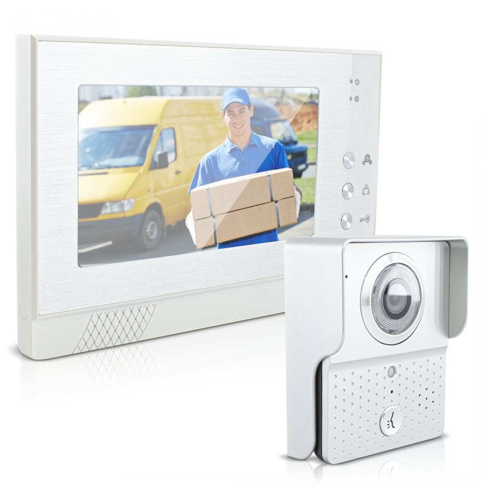 Interphone vidéo unifamilial Moniteur 7 pouces 758447 Ouvre-porte avec sonnette