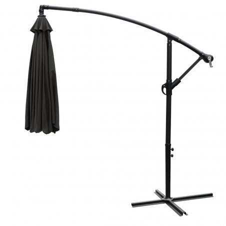 Parapluie Rond Printemps FUBUCA GRIS bâton décentralisé 3xH2,3 mt avec Frange