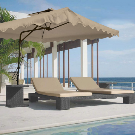 Parasol de jardin décentralisé tissu imperméable 2,5 m mât métallique 2,3 m