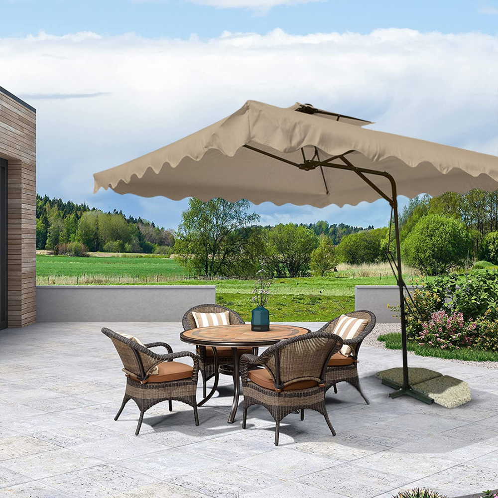 Parasol de jardin décentralisé tissu...