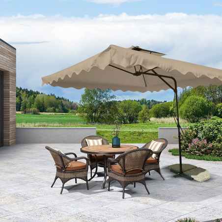 Parasol de jardin décentralisé tissu imperméable 2,5 m mât métallique 2,3 m