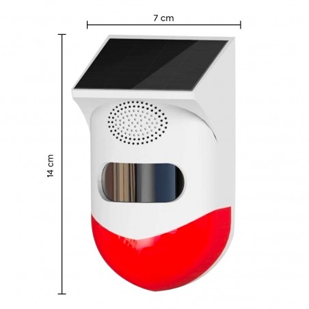 Alarme infrarouge externe Chargement solaire Sirène antivol 120 dB Angle 110°